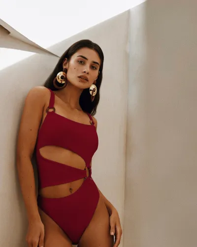 Women Fashion Sexy Solid Color Hollow-Out One-Piece Swimsuit