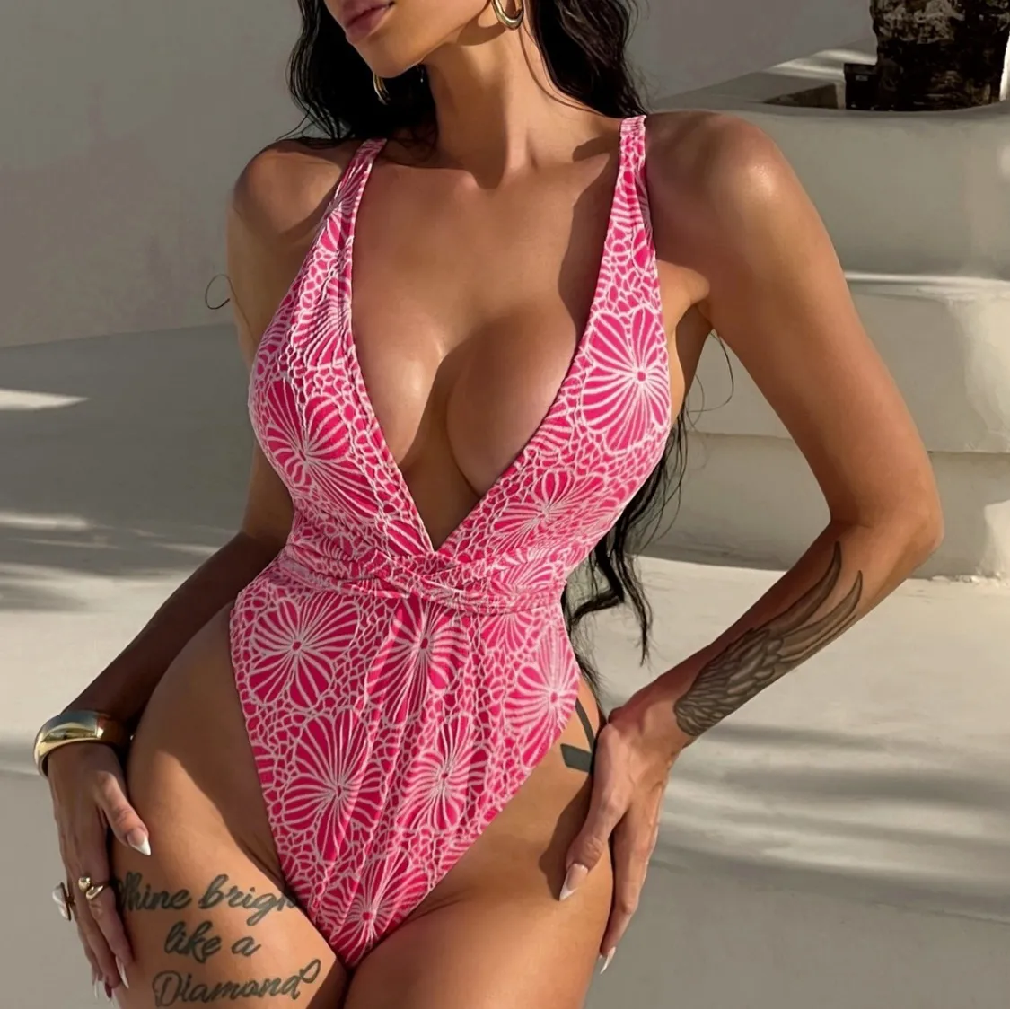 Women Fashion Sexy Printed One-Piece Swimsuit