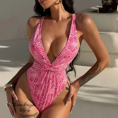 Women Fashion Sexy Printed One-Piece Swimsuit