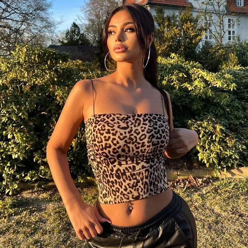 Women Fashion Sexy Summer Leopard Printed Crop Top