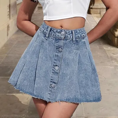 Women Fashion Anti-Walking High Waist Denim Skirt