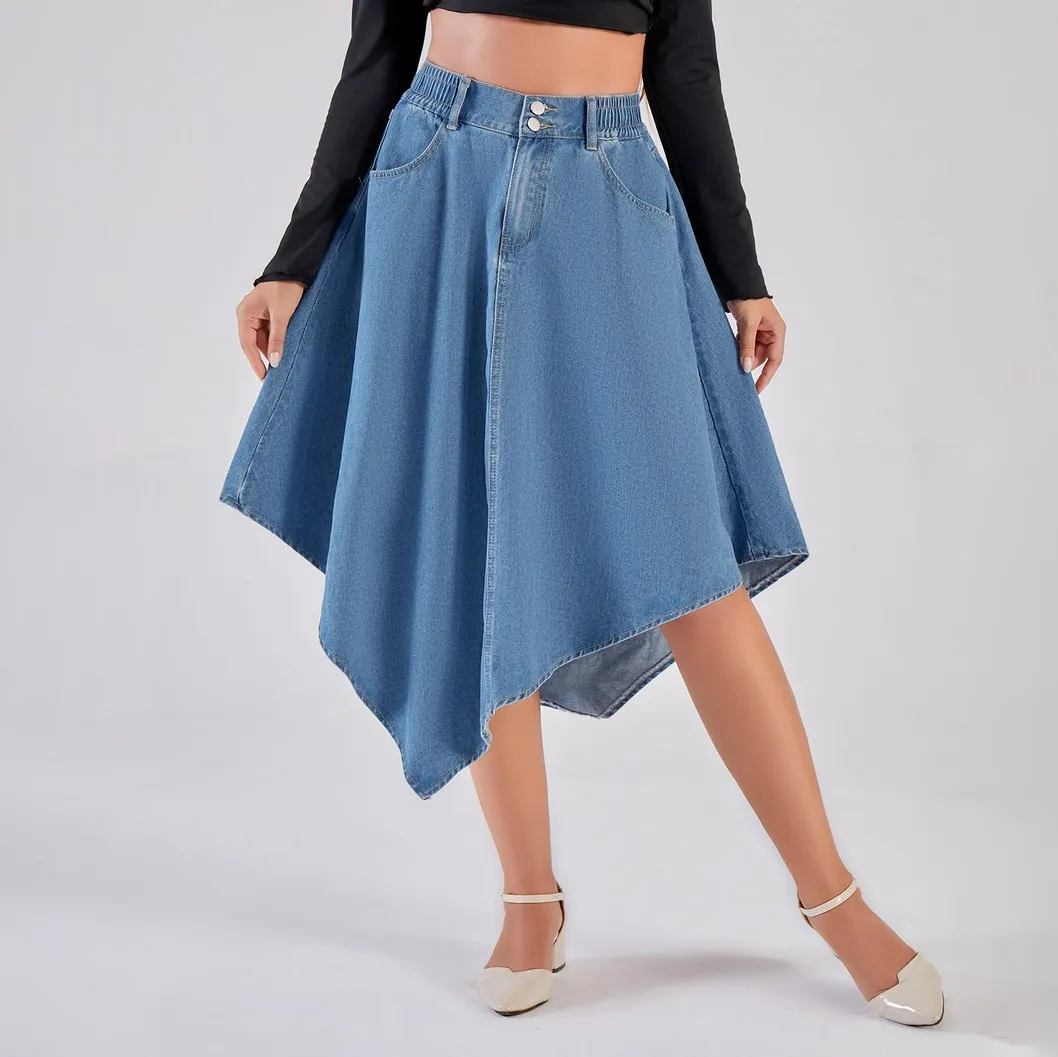 Women Fashion Casual Irregular Denim Skirt
