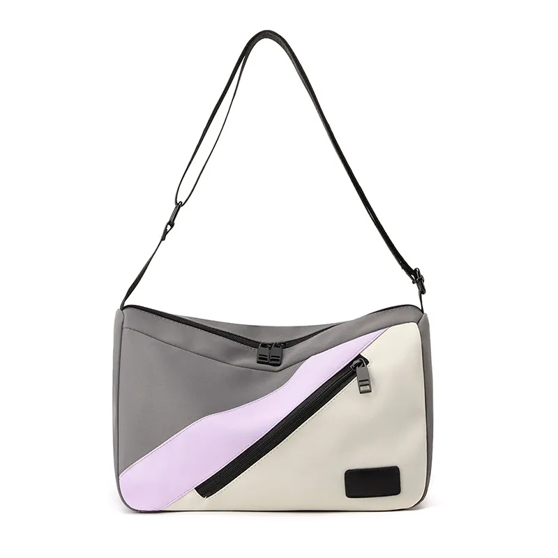 Women Fashion Casual Color Block Large Capacity Nylon Shoulder Bag Tote