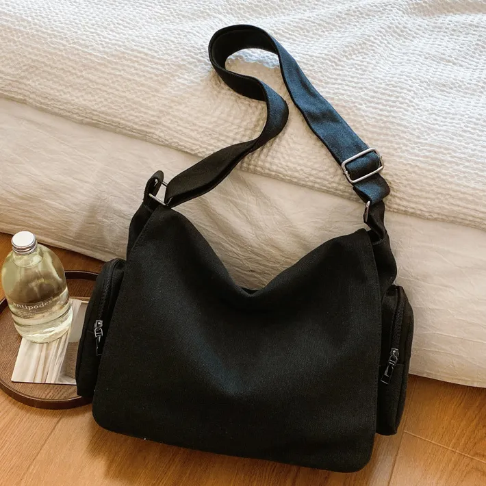Women Fashion Casual Washed Canvas Large Capacity Shoulder Bag Tote