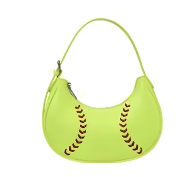 Women Fashion Casual Baseball Design PU Shoulder Bag with Zipper