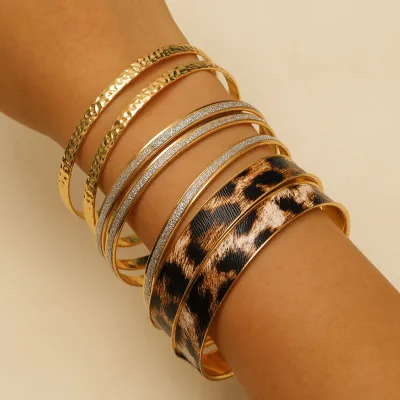 Women Fashion Retro Exaggerated Leopard Multi-Layer Bracelet