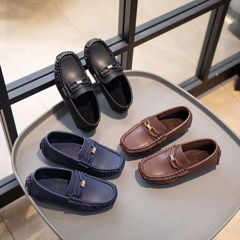 Kids Boys Fashion Casual Big-Toe Soft-Sole PU Leather Shoes