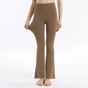 Women Fashion Casual Solid Color High Waist Slim-Fit Flared Yoga Pants