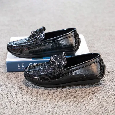 Kids Boys Summer Casual Slip-On Leather Shoes with Wool Insole
