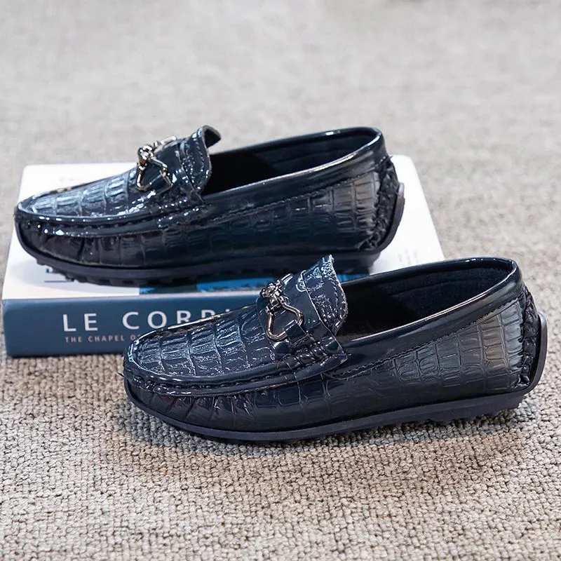 Kids Boys Summer Casual Slip-On Leather Shoes with Wool Insole
