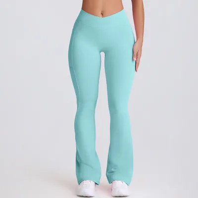 Women Fashion Casual Solid Color Traceless High Waist Breathable Yoga Pants