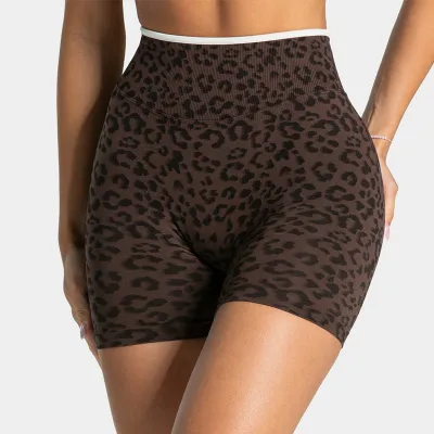 Women Fashion Leopard Printed Seamless Yoga Shorts