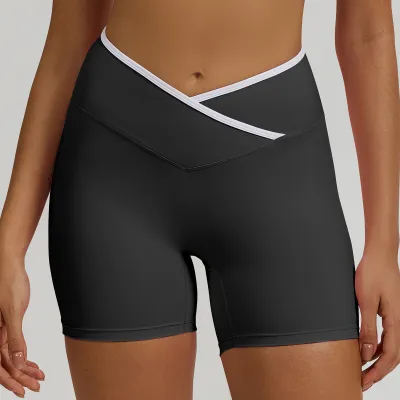 Women Fashion Casual Cross High Waist Tight Yoga Shorts