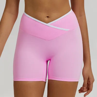 Women Fashion Casual Cross High Waist Tight Yoga Shorts
