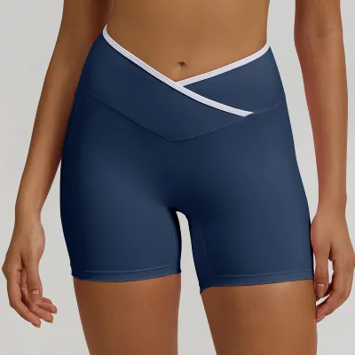 Women Fashion Casual Cross High Waist Tight Yoga Shorts