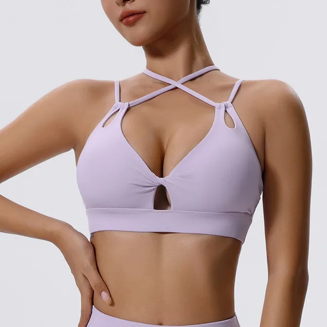 Women Fashion Casual Solid Color High Strength Shockproof Sports Yoga Bra