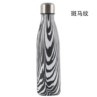 Fashion Creative Wood Grain 304 Stainless Steel Vacuum Sports Thermos 500ml Screw Cap