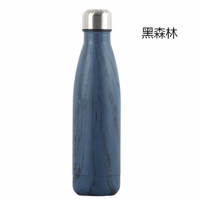 Fashion Creative Wood Grain 304 Stainless Steel Vacuum Sports Thermos 500ml Screw Cap