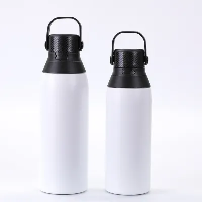 Fashion Simple Solid Color 304 Stainless Steel Outdoor Portable Sports Thermos Cup with Straw Lid