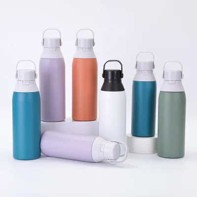 Termo portátil para deportes al aire libre, de acero inoxidable 304, de color liso y diseño sencillo.
