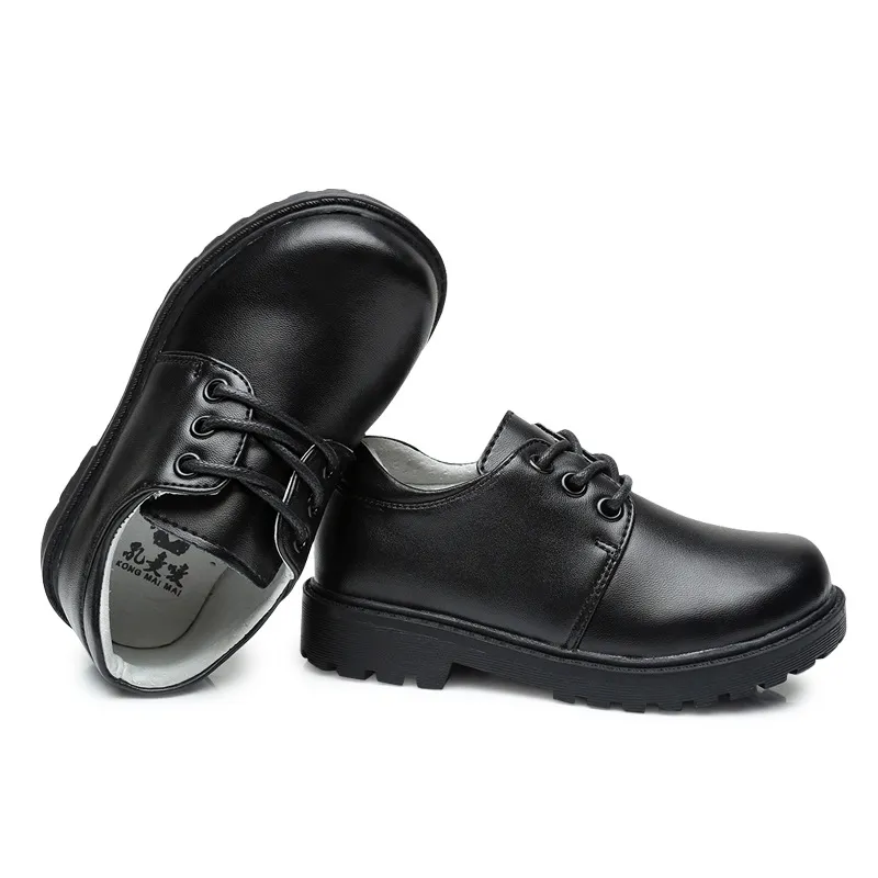 Kids Boys Fashion Casual Black Split Leather Shoes