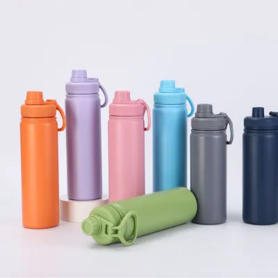 Termo deportivo para exteriores de acero inoxidable 304, sencillo y de color liso.