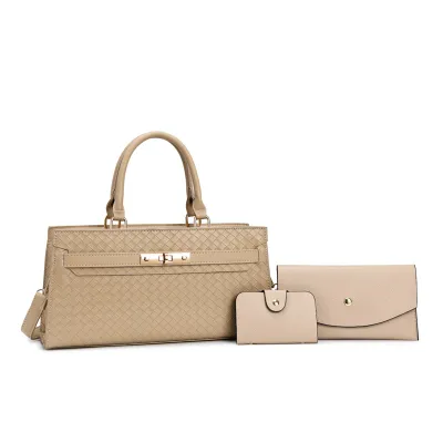 Women Fashion Casual Solid Color Small Square PU Handbag Three-Piece Bag Set