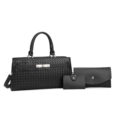 Women Fashion Casual Solid Color Small Square PU Handbag Three-Piece Bag Set