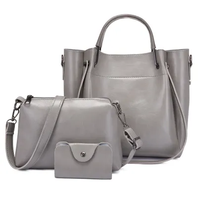 Women Fashion Casual Solid Color Large Capacity Handbag Three-Piece Bag Set