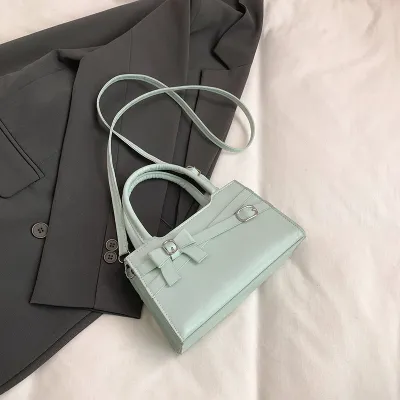 Women Fashion Casual Solid Color Small Square Handbag with Zipper