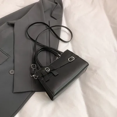 Women Fashion Casual Solid Color Small Square Handbag with Zipper