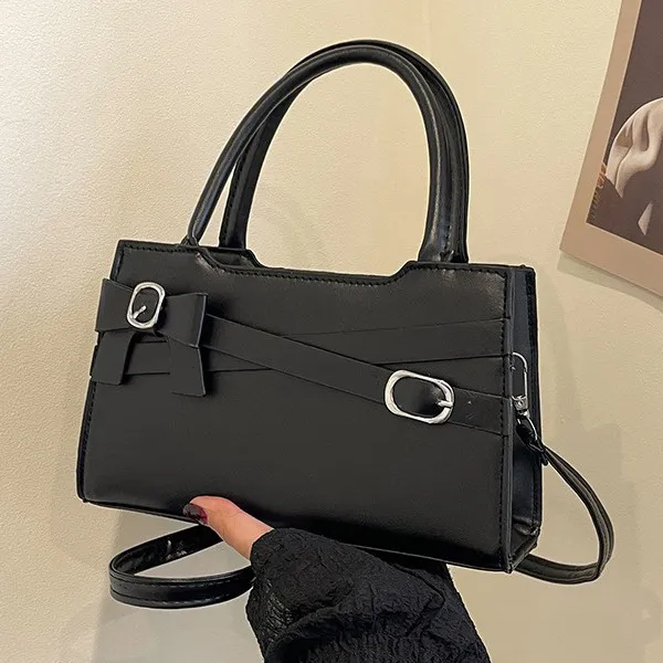 Women Fashion Casual Solid Color Small Square Handbag with Zipper