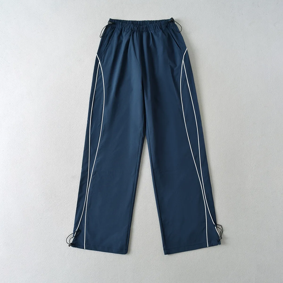 Women Fashion Casual Summer Simple Drawstring Straight Waist Loose Sports Pants