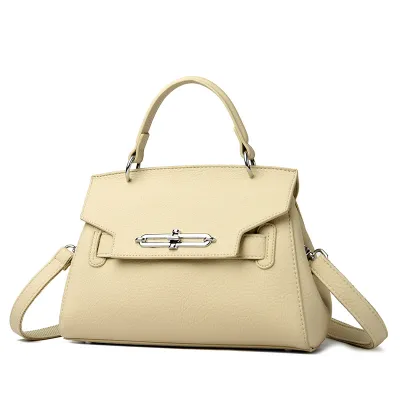Women Fashion Casual Solid Genuine Leather Large Capacity Portable Boston Handbag