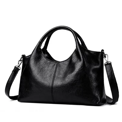 Women Fashion Soft Genuine Leather Tote Handbag Casual Solid Color