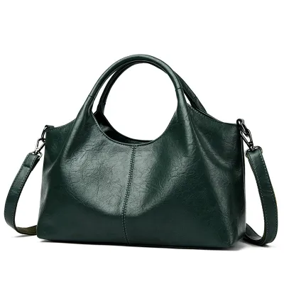 Women Fashion Soft Genuine Leather Tote Handbag Casual Solid Color