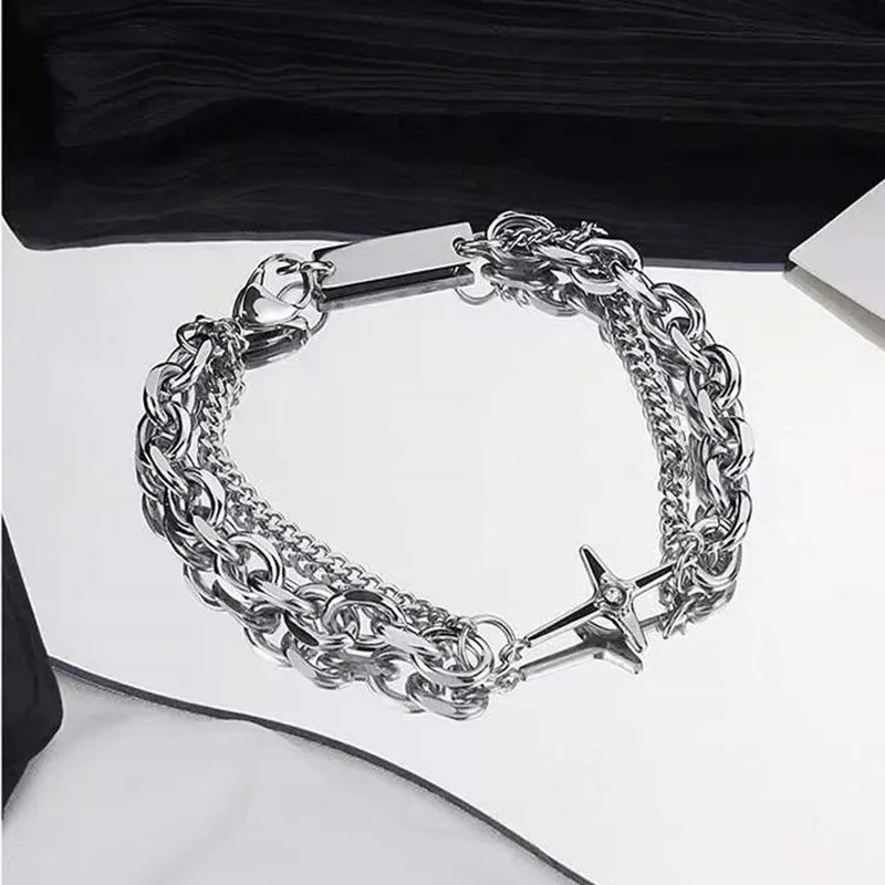 Men's Fashion Simple Hip-Hop Rough Titanium Steel Bracelet