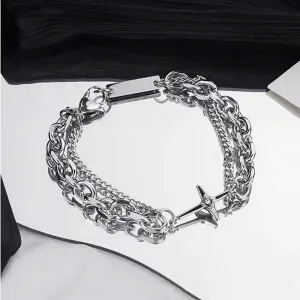 Men's Fashion Simple Hip-Hop Rough Titanium Steel Bracelet