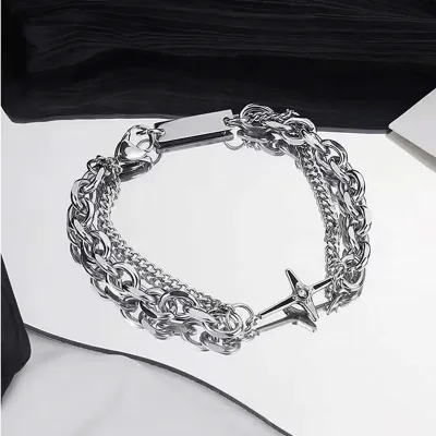 Men's Fashion Simple Hip-Hop Rough Titanium Steel Bracelet