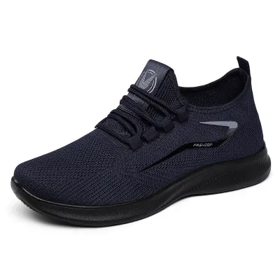 Men Fashion Casual Solid Color Flyknit Breathable Soft Sole Lace Up Sneakers