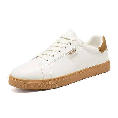 Men's Casual Solid Color Breathable Lace-Up Flat Sneakers