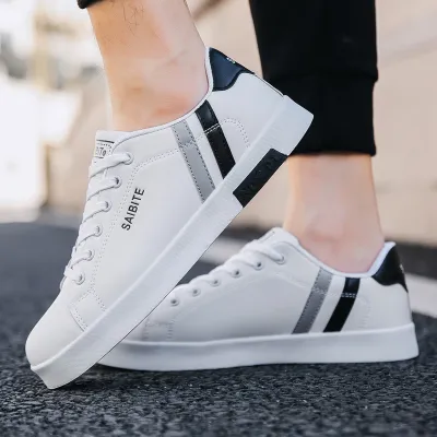 Men's Fashion Plaid Lace Up PU Sneakers Casual Summer Round Toe Flat Shoes