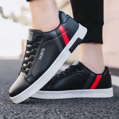 Men's Fashion Plaid Lace Up PU Sneakers Casual Summer Round Toe Flat Shoes