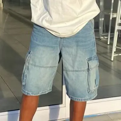 Men's Fashion Casual Loose Straight Denim Shorts