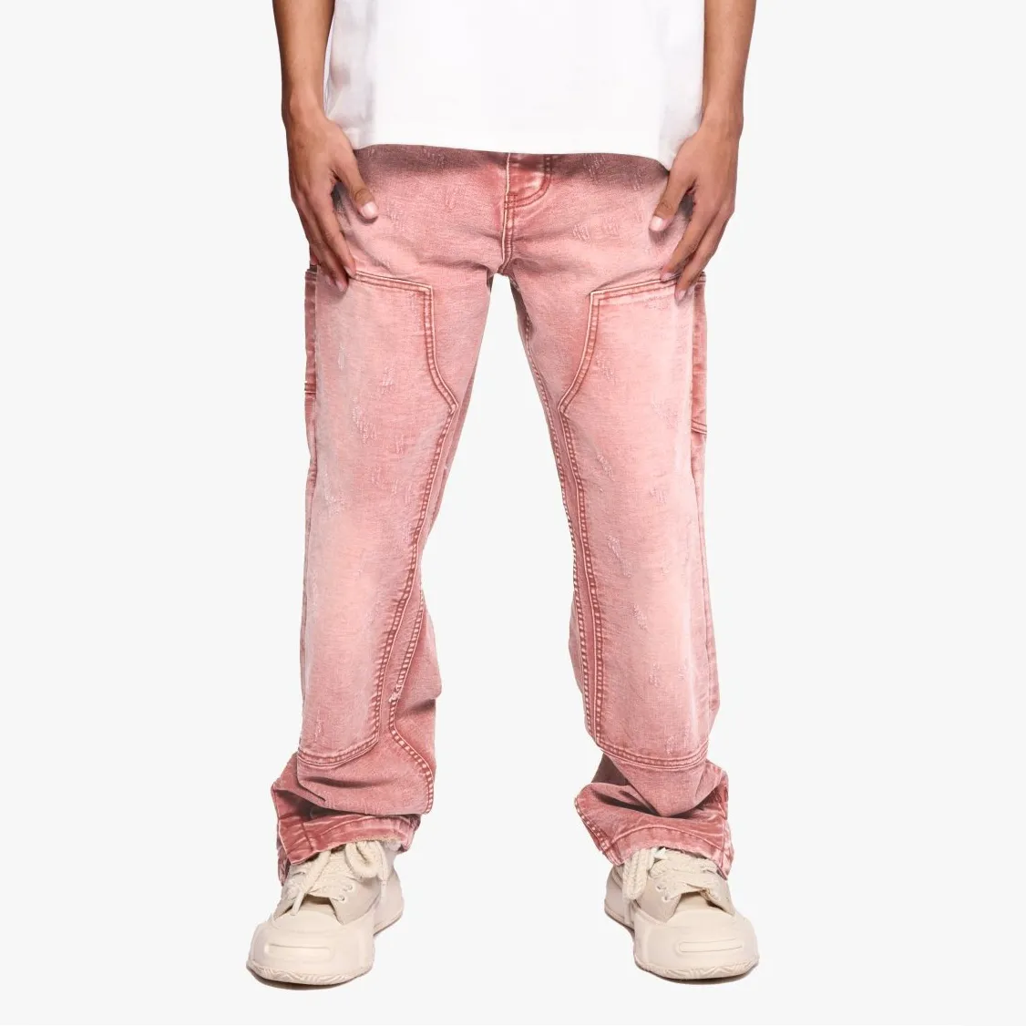 Men's Fashion Casual Pink Straight Denim Jeans