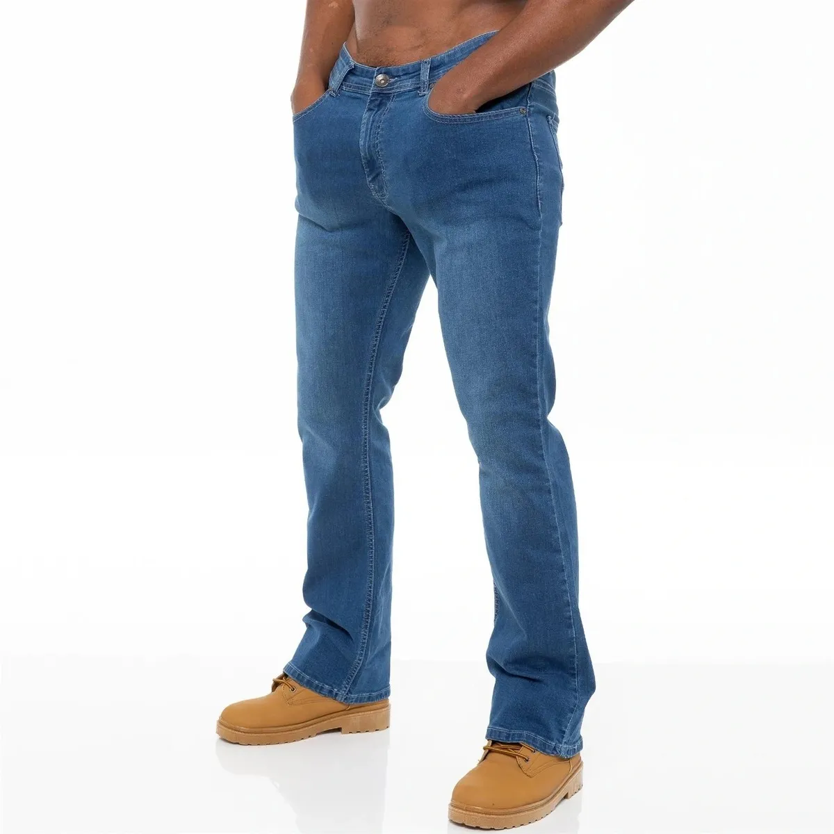 Men's Fashion Casual Mid-Waist Elastic Skinny Straight-Leg Denim Jeans