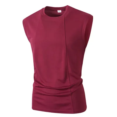 Men's Casual Solid Color Breathable Mesh Sleeveless Round Neck T-Shirt