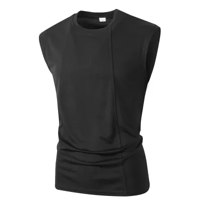 Men's Casual Solid Color Breathable Mesh Sleeveless Round Neck T-Shirt