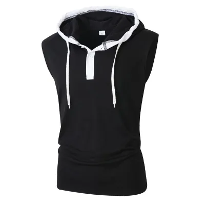 Men Fashion Casual Summer Color Block Sleeveless Hat T-Shirt - Lightweight Cotton Linen Blend