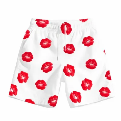 Men's Fashion Summer Lips Print Quick Dry Breathable Shorts